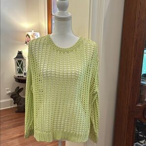 Aaron & Amber Lime Open-Knit Sweater for Layering